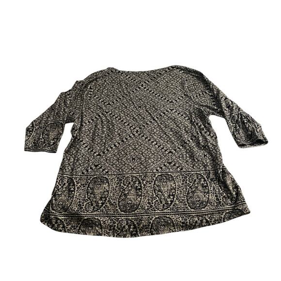 Boho Paisley Tunic Top Black Cream Lucky Brand 2X - Picture 5 of 5